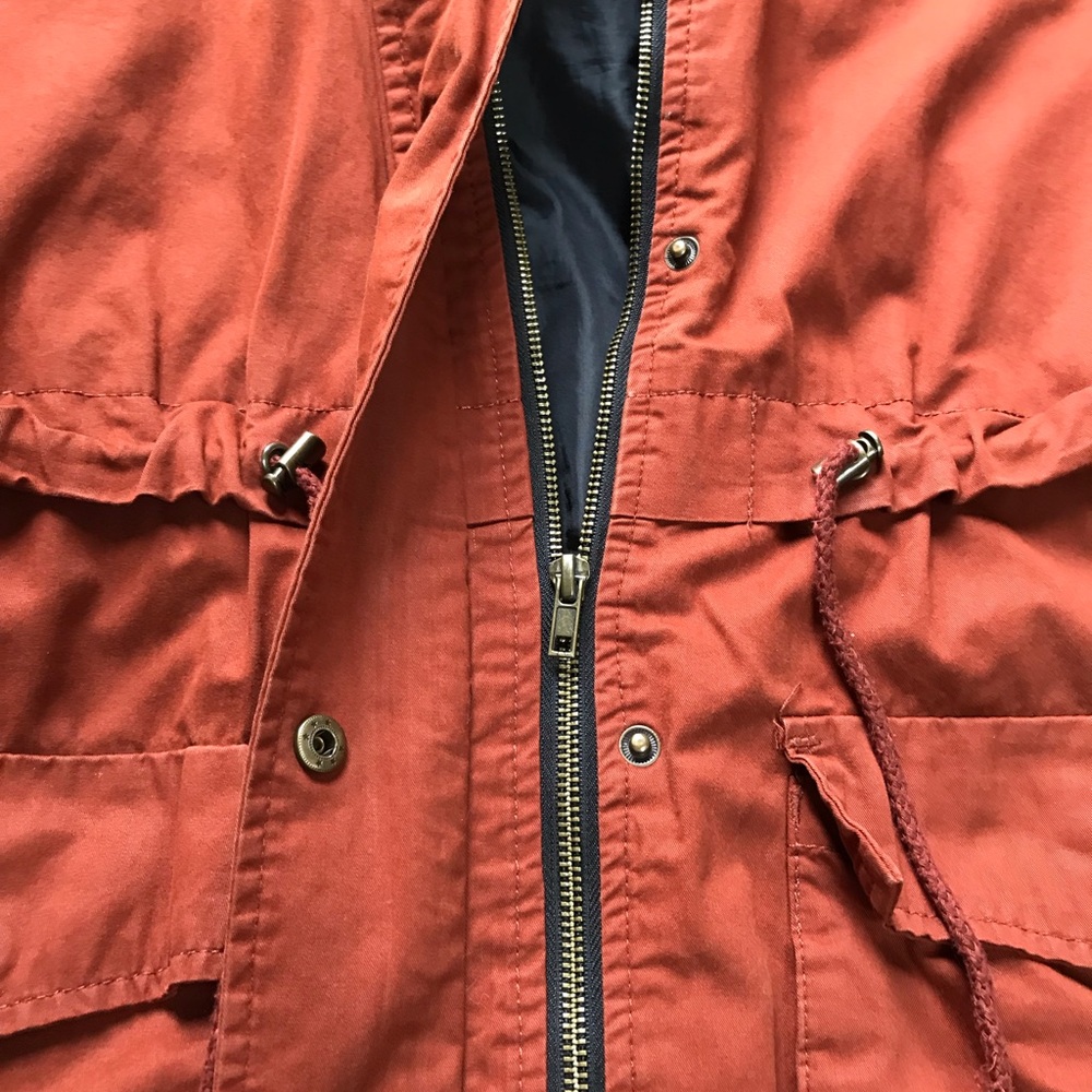 F21 Burnt Sienna Red-Brown Hooded Longline Utility Jacket - M - Picture 9 of 13